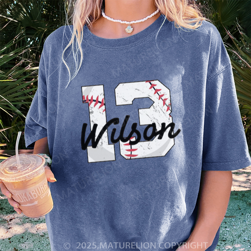 Maturelion Women's T-shirt Custom Baseball Player Gifts DTG Washed T-shirt