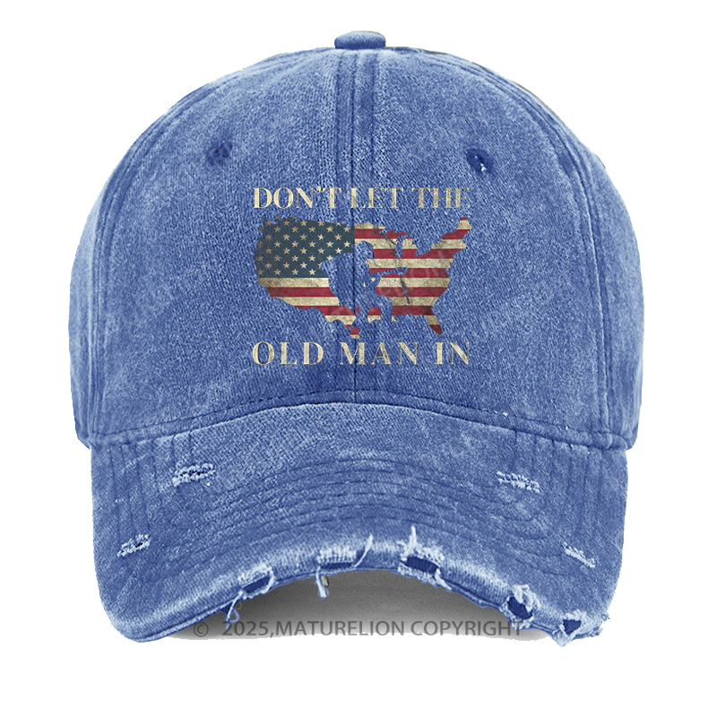 Maturelion Men's Cap Don't Let The Old Man In Vintage American flag Washed Vintage Cap