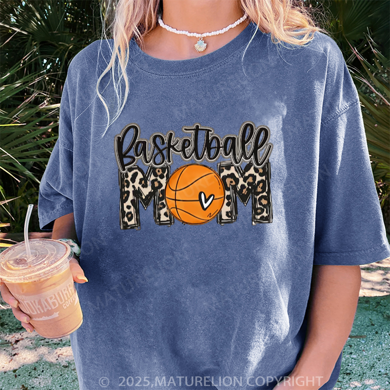 Maturelion Women's T-shirt Basketball Mom DTG Washed T-shirt