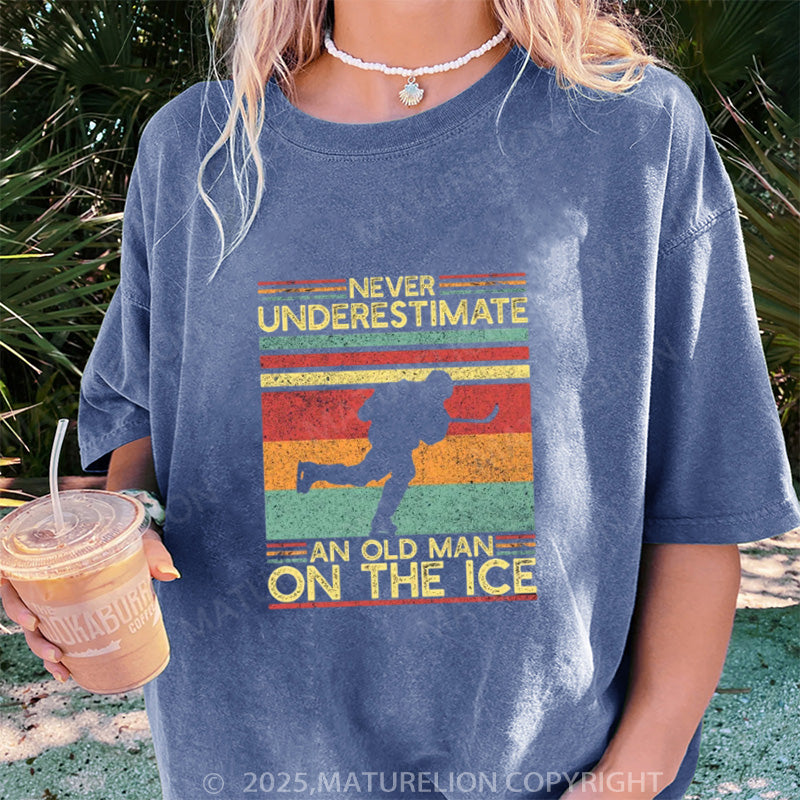 Maturelion Women's T-shirt Ice Hockey Player DTG Washed T-shirt