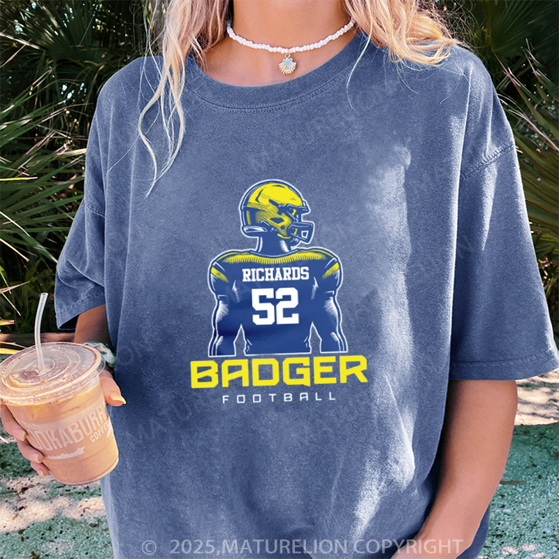 Maturelion Women's T-shirt Women's Personalized Football DTG Washed T-shirt
