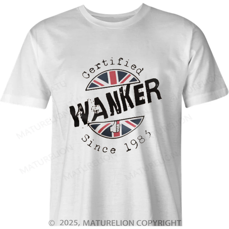 Maturelion British T-shirt Certified Wanker UnionJack Cotton T-shirt