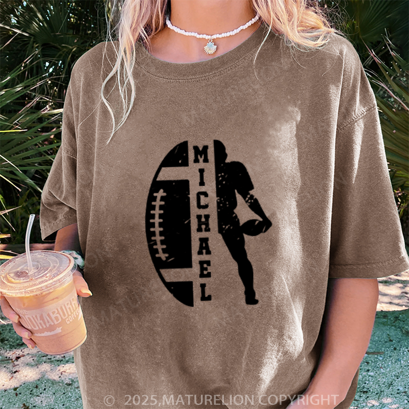 Maturelion Women's T-shirt Custom Football DTG Washed T-shirt