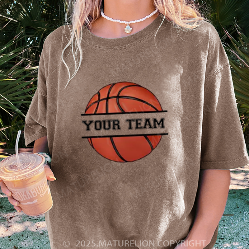 Maturelion Women's T-shirt Personalized Basketball DTG Washed T-shirt