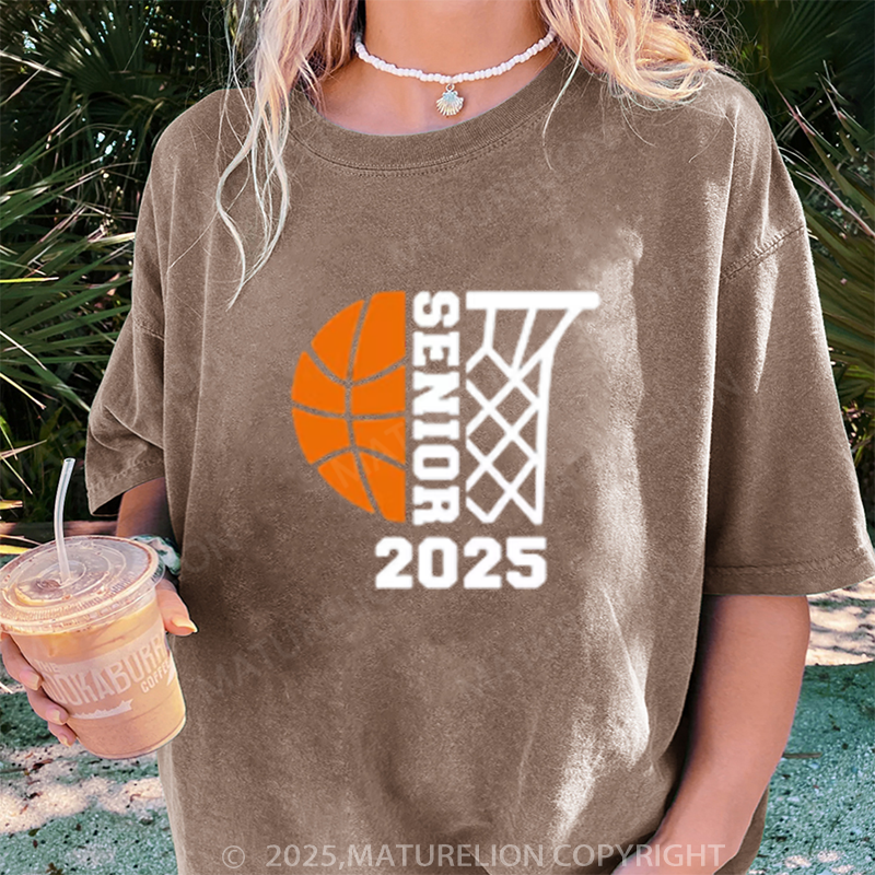 Maturelion Women's T-shirt Senior Basketball DTG Washed T-shirt