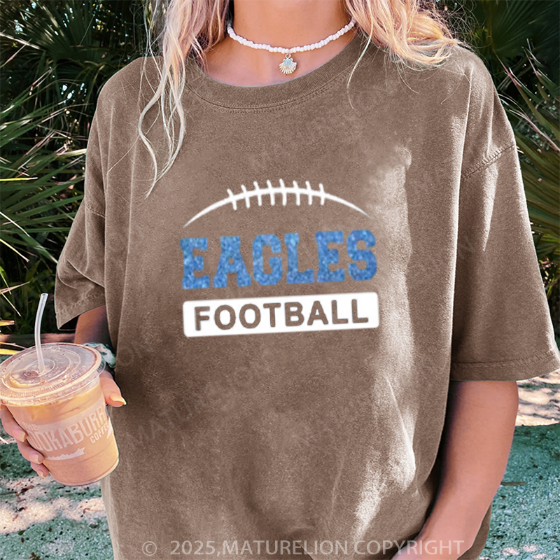 Maturelion Women's T-shirt Glitter Football Glitter DTG Washed T-shirt