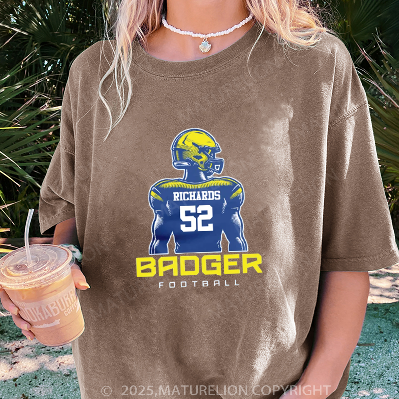 Maturelion Women's T-shirt Women's Personalized Football DTG Washed T-shirt