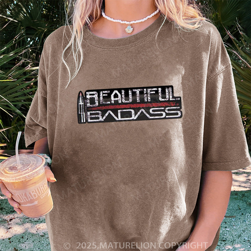 Maturelion Women's T-shirt Beautiful Badass DTG Washed T-shirt