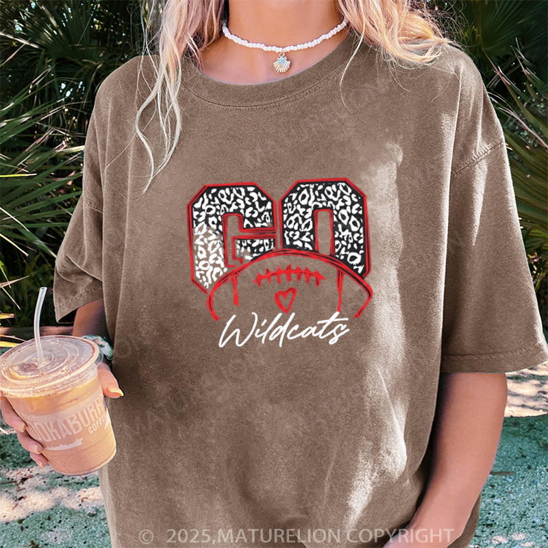 Maturelion Women's T-shirt Go Leopard Football DTG Washed T-shirt