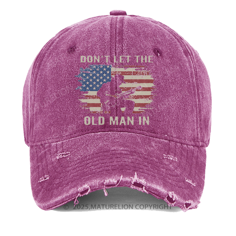 Maturelion Men's Cap Don't Let The Old Man In Cowboy US Flag Washed Vintage Cap