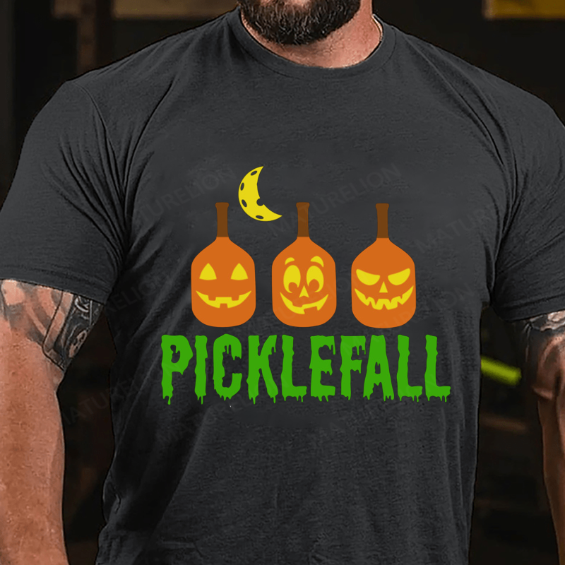 Maturelion Men's T-Shirt Happy Picklefall Halloween Cotton T-Shirt
