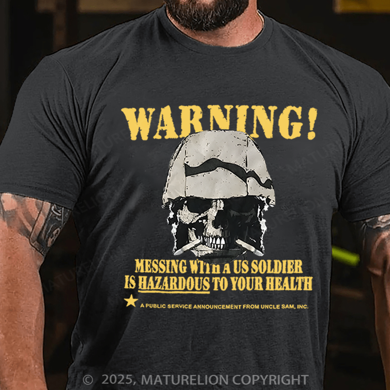 Maturelion Men's T-Shirt Military Graphic Skull Cotton T-Shirt