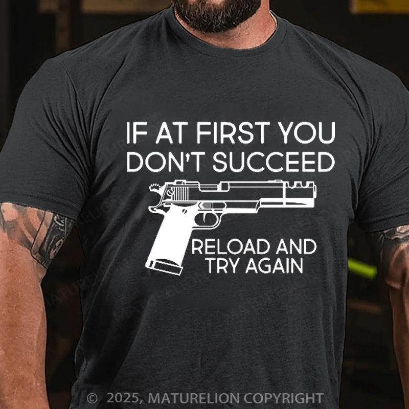 Maturelion Men's T-shirt Reload and Try Again Cotton T-shirt