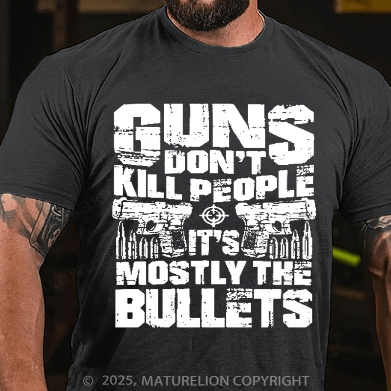 Maturelion Men's T-shirt Guns don't Kill people Cotton T-shirt