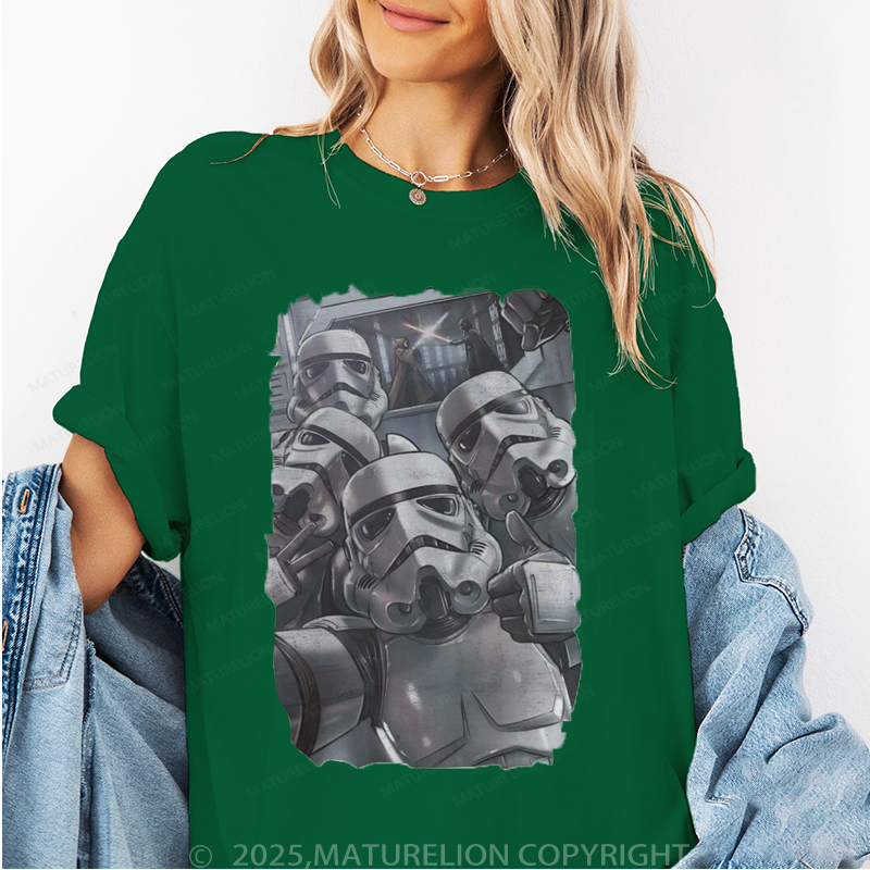Maturelion Women's T-Shirt Vintage Star Wars Storm Strooper Selfie Cotton T-Shirt
