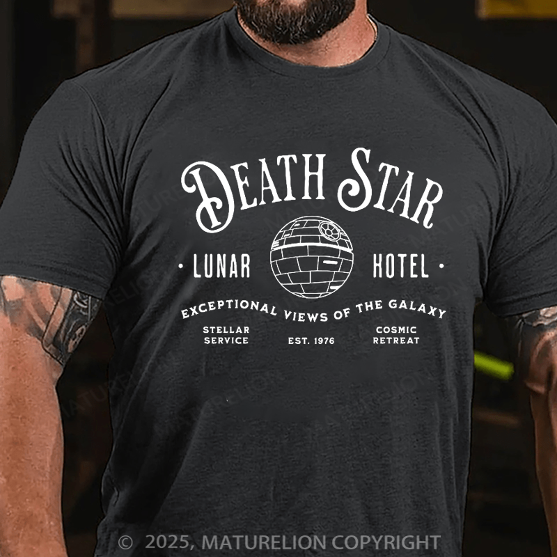 Maturelion Men's T-Shirt Death Star Lunar Hotel Cotton T-shirt