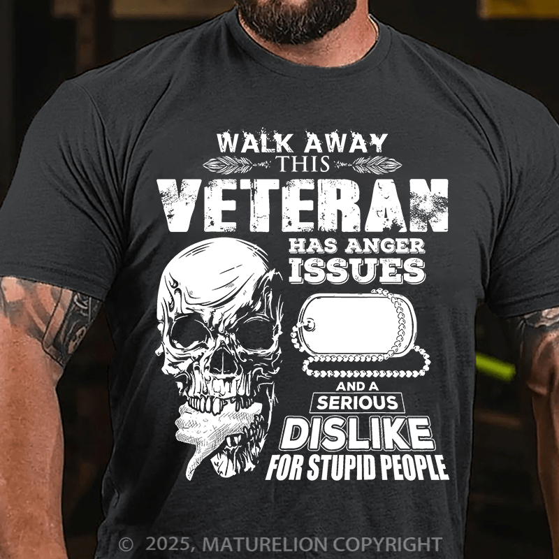 Maturelion Men's T-Shirt Veteran Skull Cotton T-Shirt