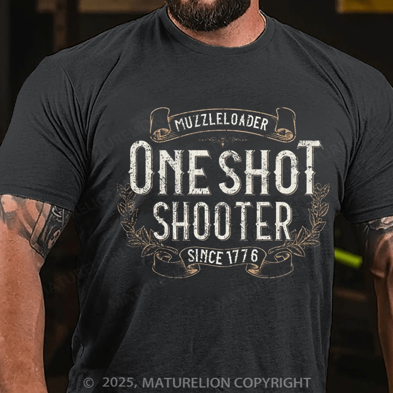 Maturelion Men's T-shirt Vintage Muzzleloader Accessories Long range Rifle Shooting Cotton T-shirt