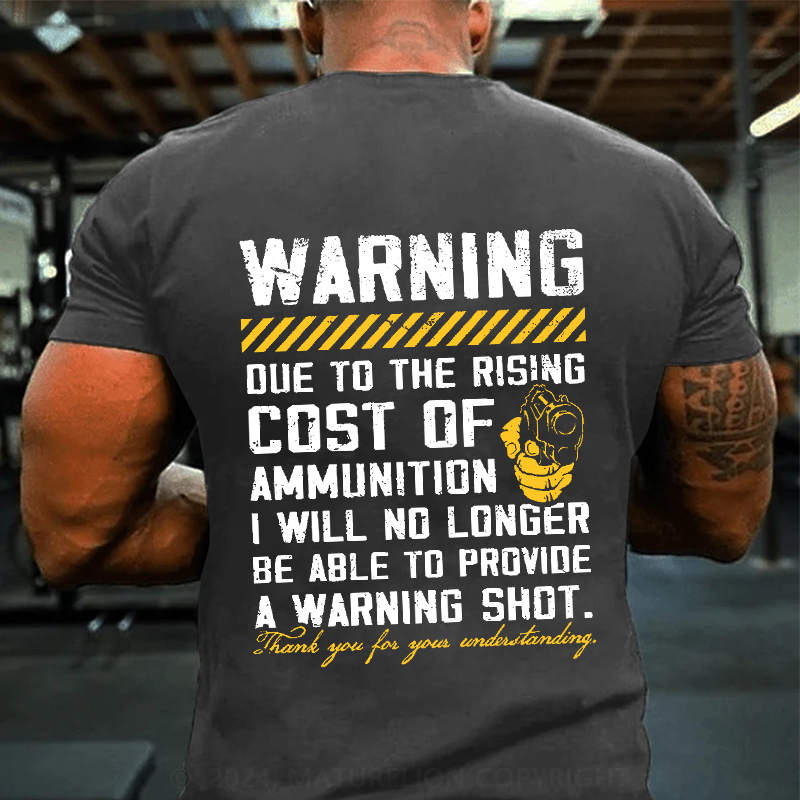 Maturelion Men's T-Shirt Warning Shot Cotton T-Shirt