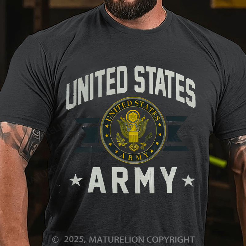 Maturelion Men's T-shirt vintage inspired Army distressed Cotton T-shirt