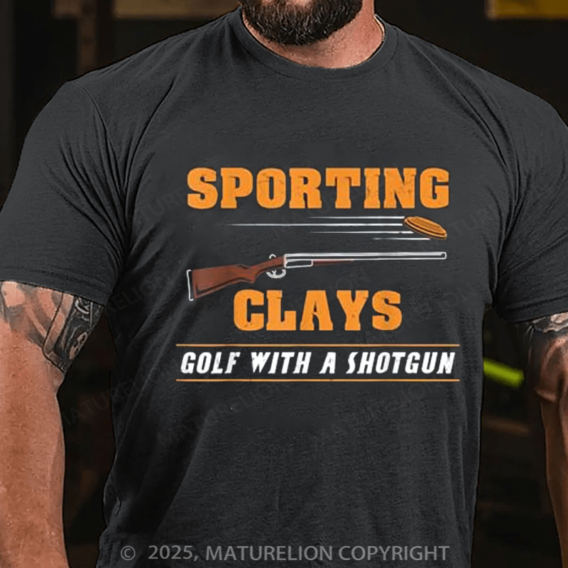 Maturelion Men's T-shirt Golf With A Shotgun Cotton T-shirt