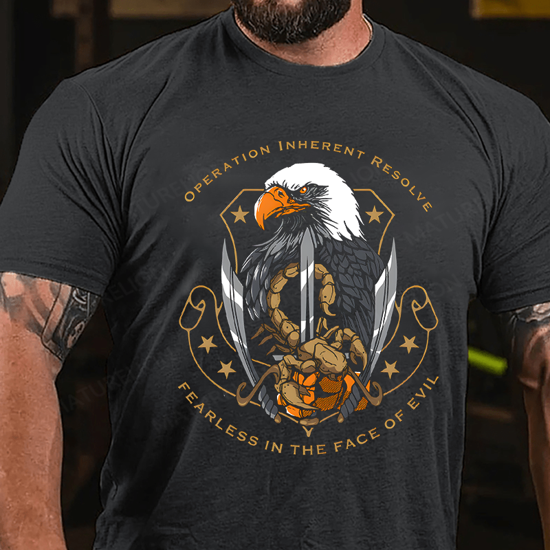 Maturelion Men's T-Shirt Operation Inherent Resolve Fearless In The Face Of Evil Cotton T-Shirt