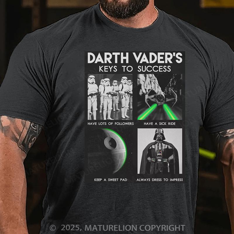 Maturelion Men's T-Shirt Darth Vader's Keys To Success Cotton T-Shirt