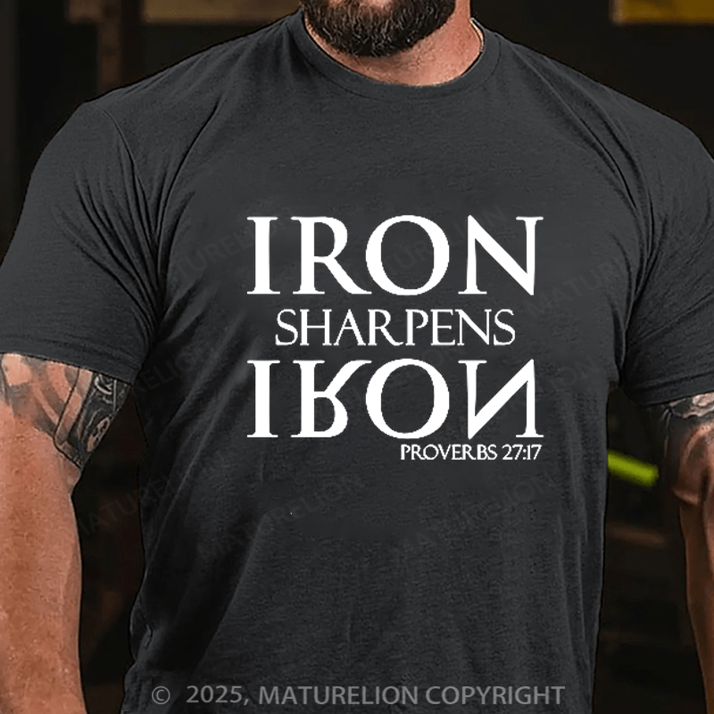 Maturelion Men's T-shirt Iron Sharpens Iron Cotton T-shirt