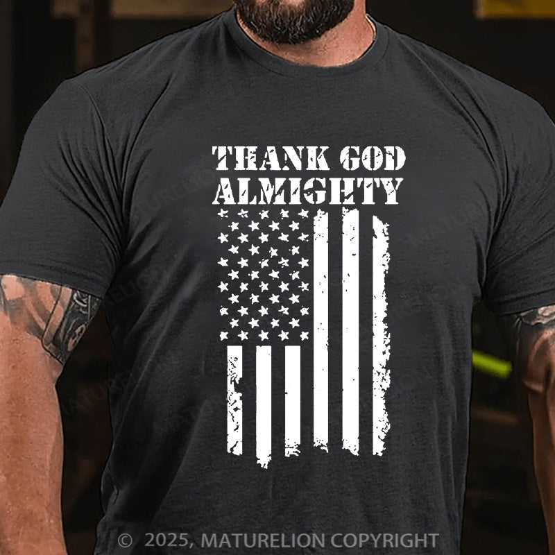 Maturelion Men's T-shirt Thank God Almighty Cotton T-shirt