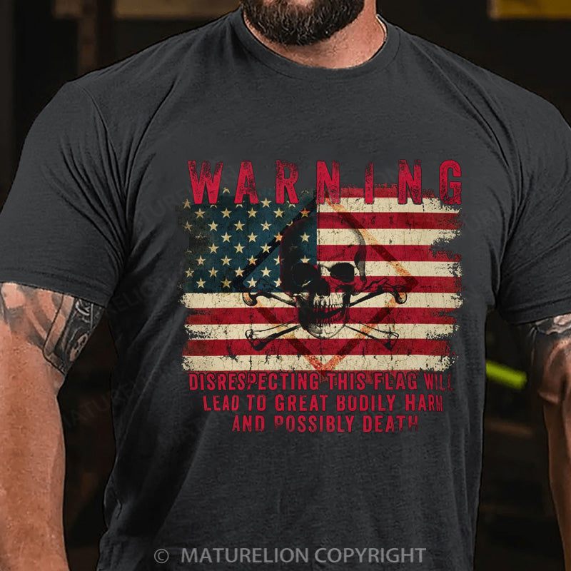 Maturelion Men's T-shirt Warning Made To Order Patriotic Cotton T-shirt