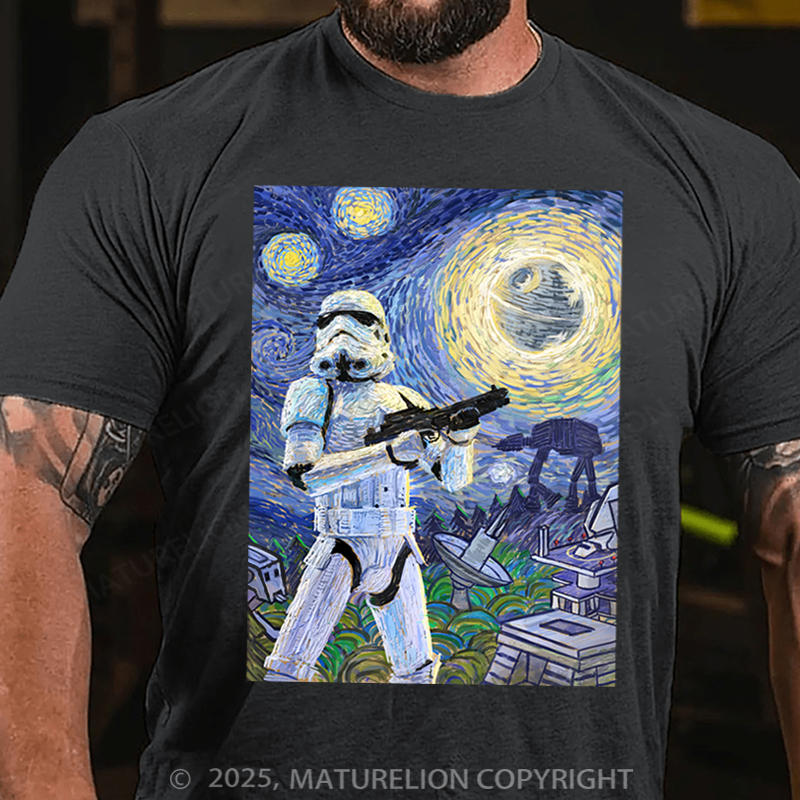 Maturelion Men's T-Shirt Star Wars Stormtrooper Starry Night Cotton T-Shirt