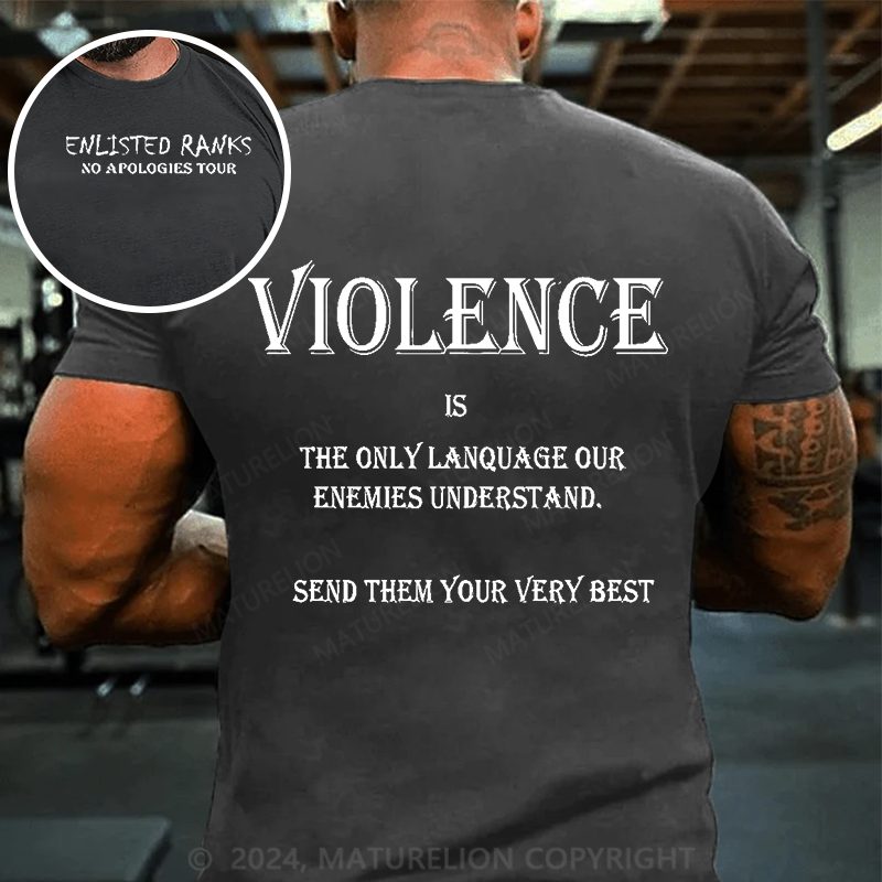 Maturelion Men's T-Shirt Violence Cotton T-Shirt