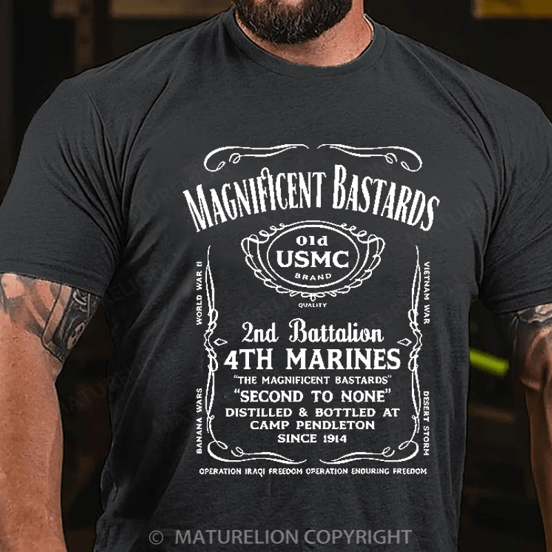 Maturelion Men's T-shirt Marines Whiskey Label Motto Cotton T-shirt