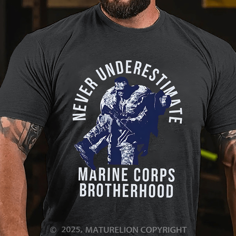 Maturelion Men's T-Shirt Never Underestimate Brotherhood Cotton T-Shirt
