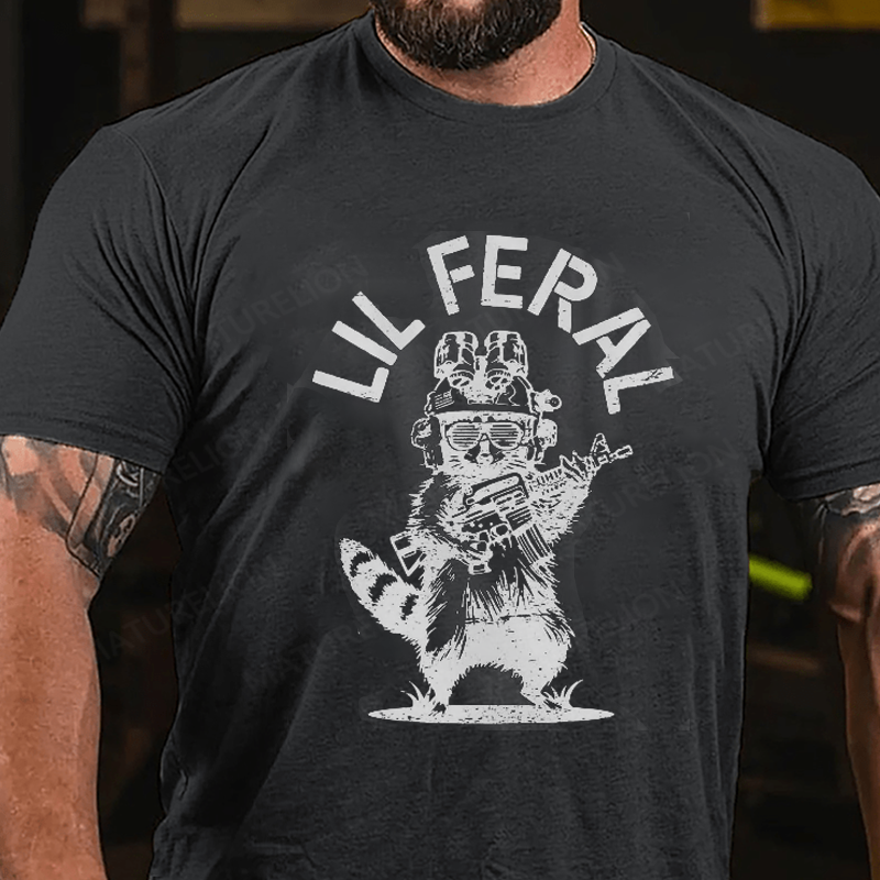 Maturelion Men's T-Shirt Lil Feral Raccoon Cotton T-Shirt