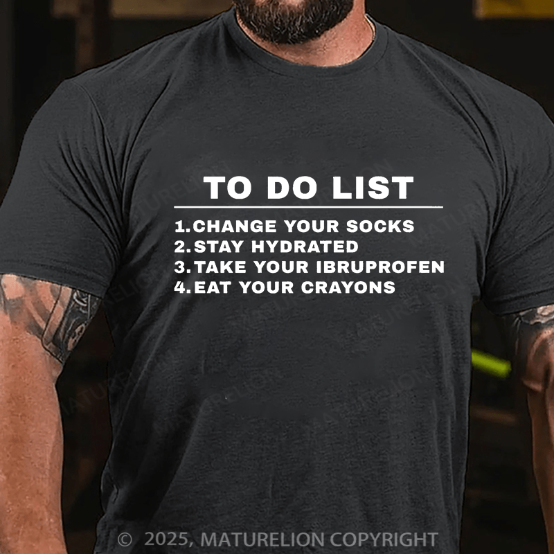 Maturelion Men's T-shirt To Do List Cotton T-shirt