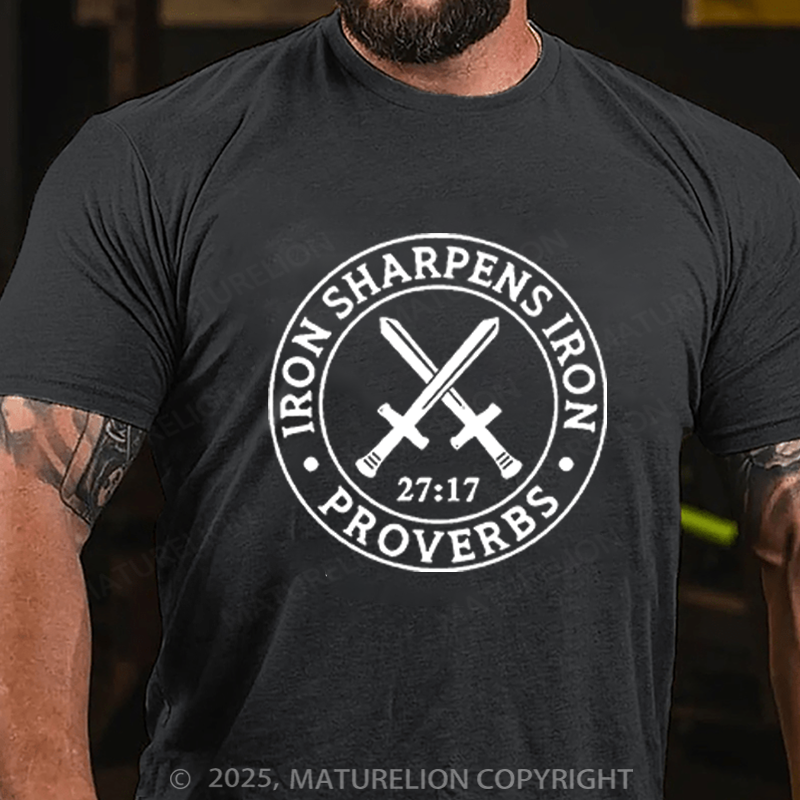 Maturelion Men's T-shirt Iron Sharpens Iron Cotton T-shirt