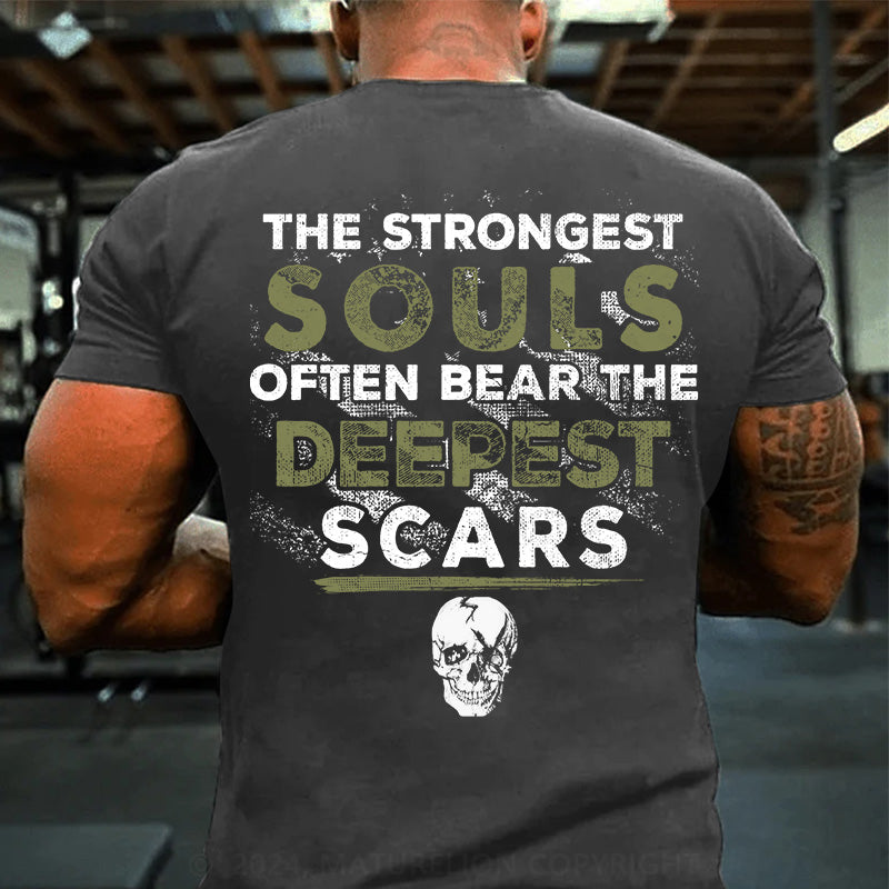 Maturelion Men's T-shirt The Strongest Souls Often Bear The Deepest Scars Cotton T-shirt