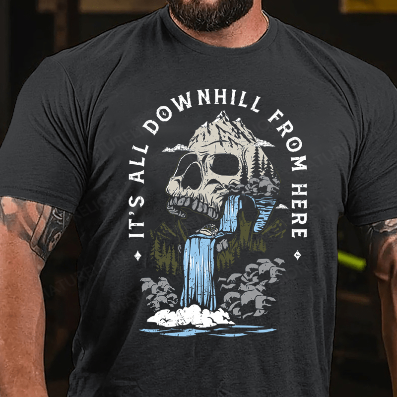 Maturelion Men's T-Shirt It's All Downhill From Here Cotton T-Shirt