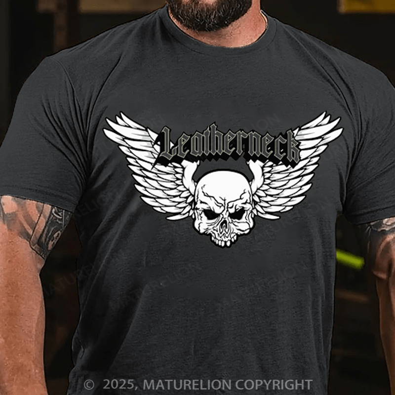 Maturelion Men's T-shirt Leatherneck Skull Cotton T-shirt