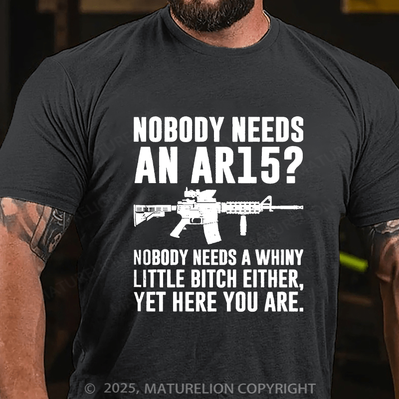 Maturelion Men's T-shirt Nobody Needs An AR15 Cotton T-shirt