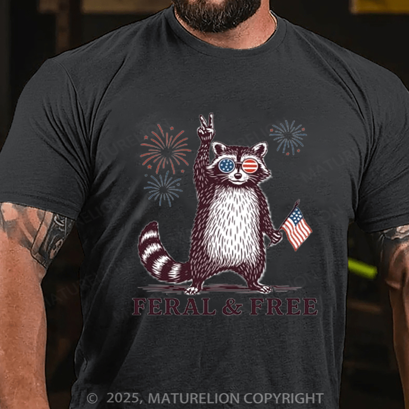 Maturelion Men's T-shirt feral-and-free 4th Of July T-shirt