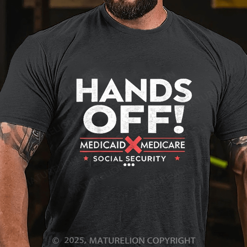 Maturelion Men's T-shirt Hands Off Cotton T-shirt
