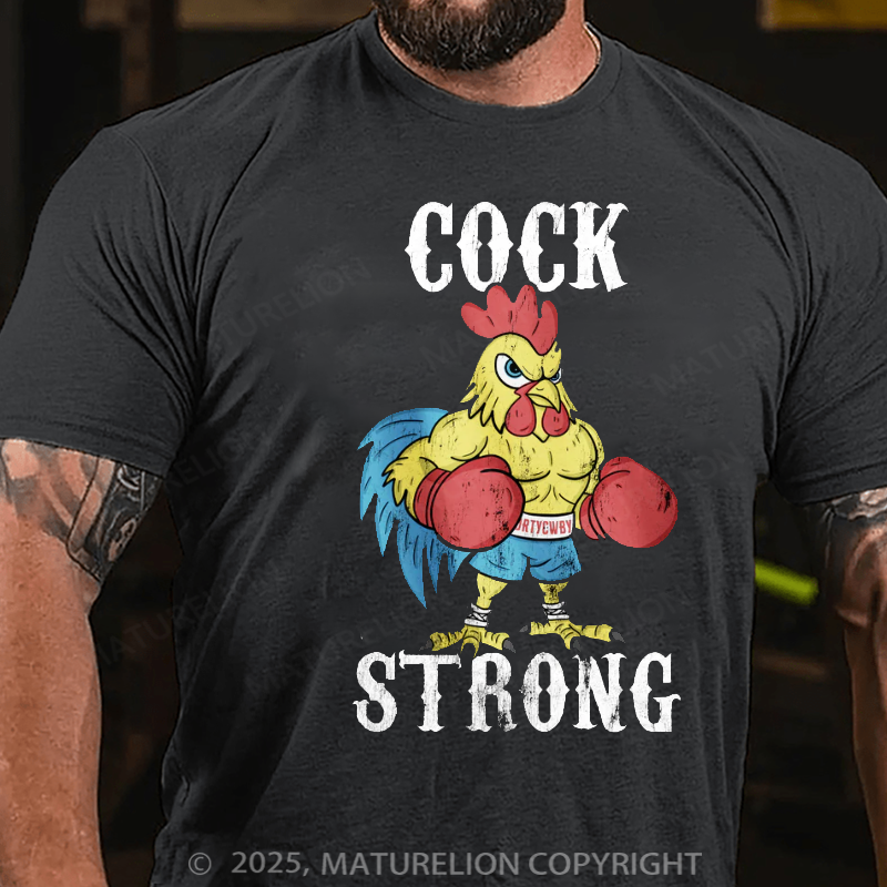 Maturelion Men's T-Shirt Boxing Chicken Cck Strong Cotton T-Shirt