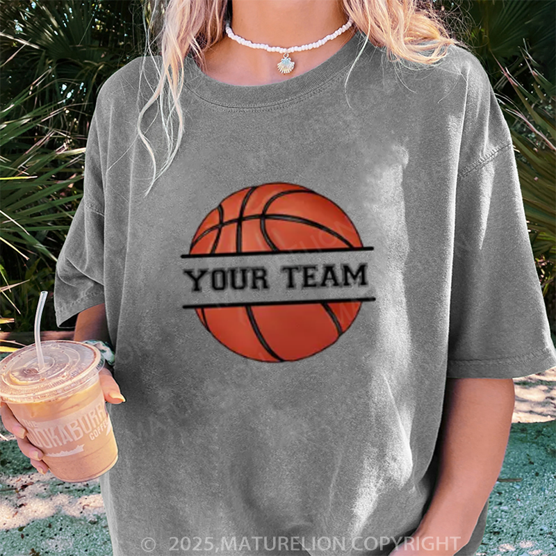 Maturelion Women's T-shirt Personalized Basketball DTG Washed T-shirt