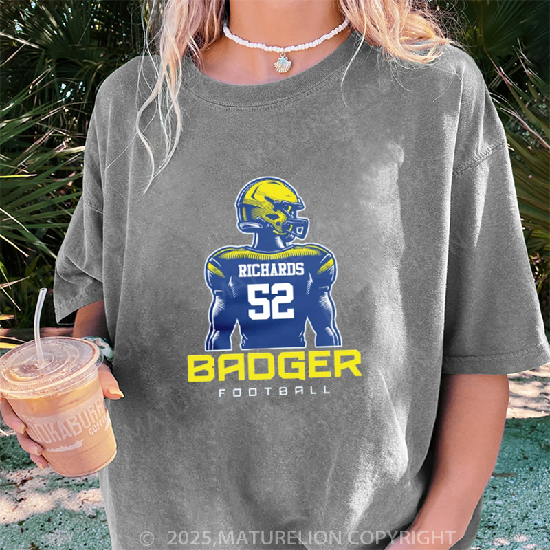 Maturelion Women's T-shirt Women's Personalized Football DTG Washed T-shirt