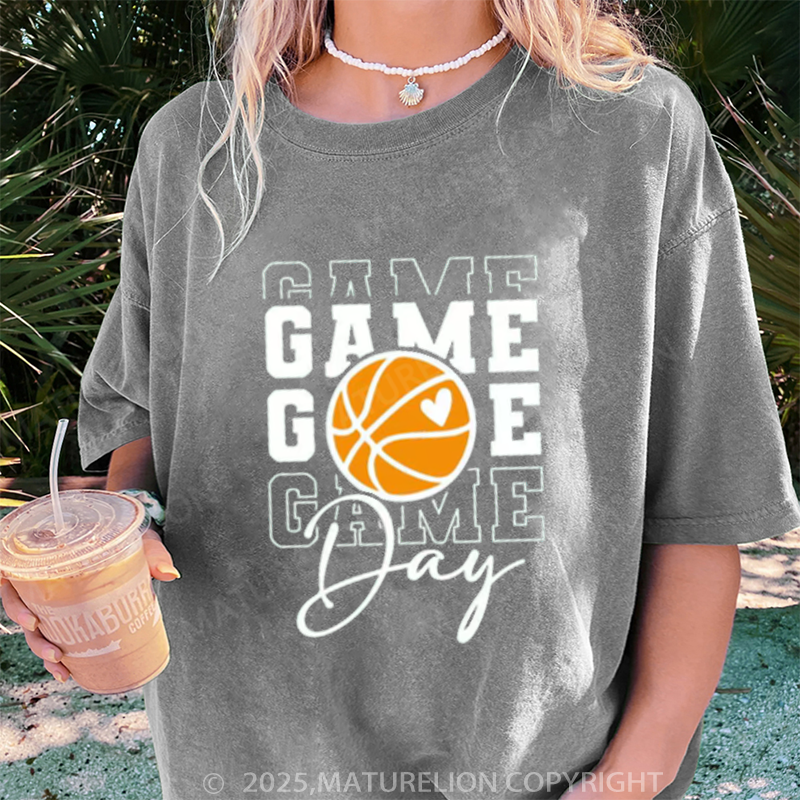 Maturelion Women's T-shirt Game Day Basketball DTG Washed T-shirt