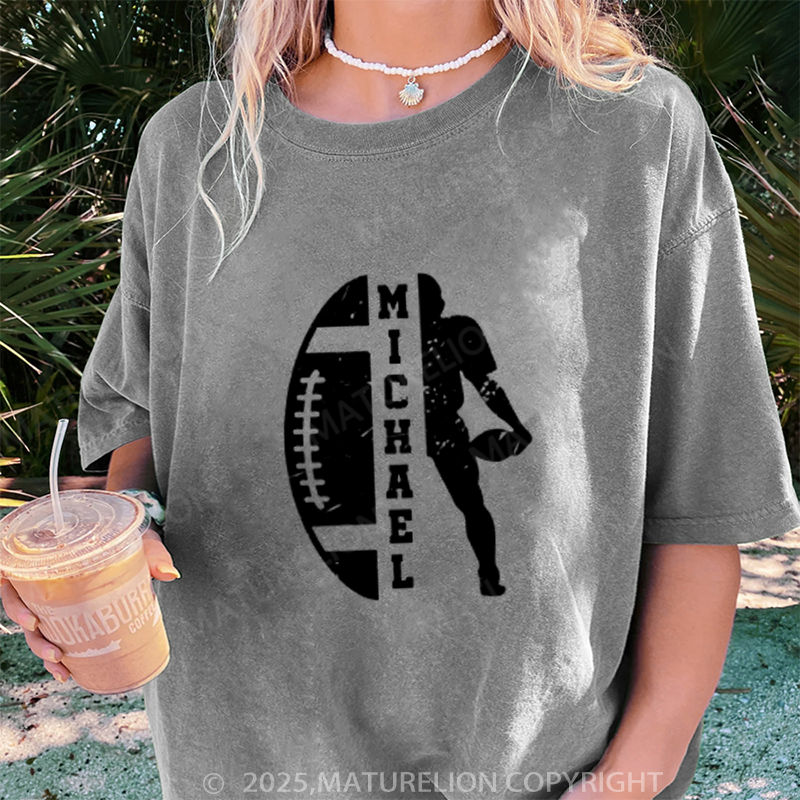 Maturelion Women's T-shirt Custom Football DTG Washed T-shirt