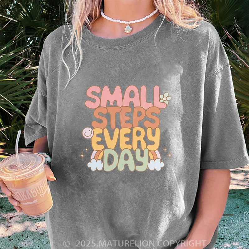 Maturelion Women's T-shirt Small Steps Every Day DTG Washed T-shirt