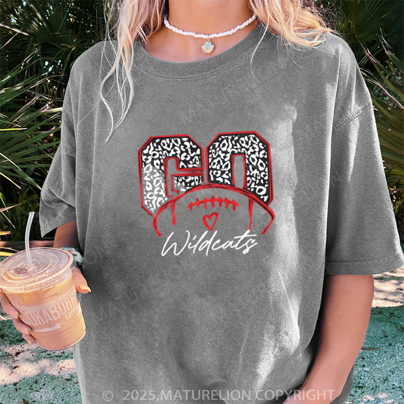 Maturelion Women's T-shirt Go Leopard Football DTG Washed T-shirt